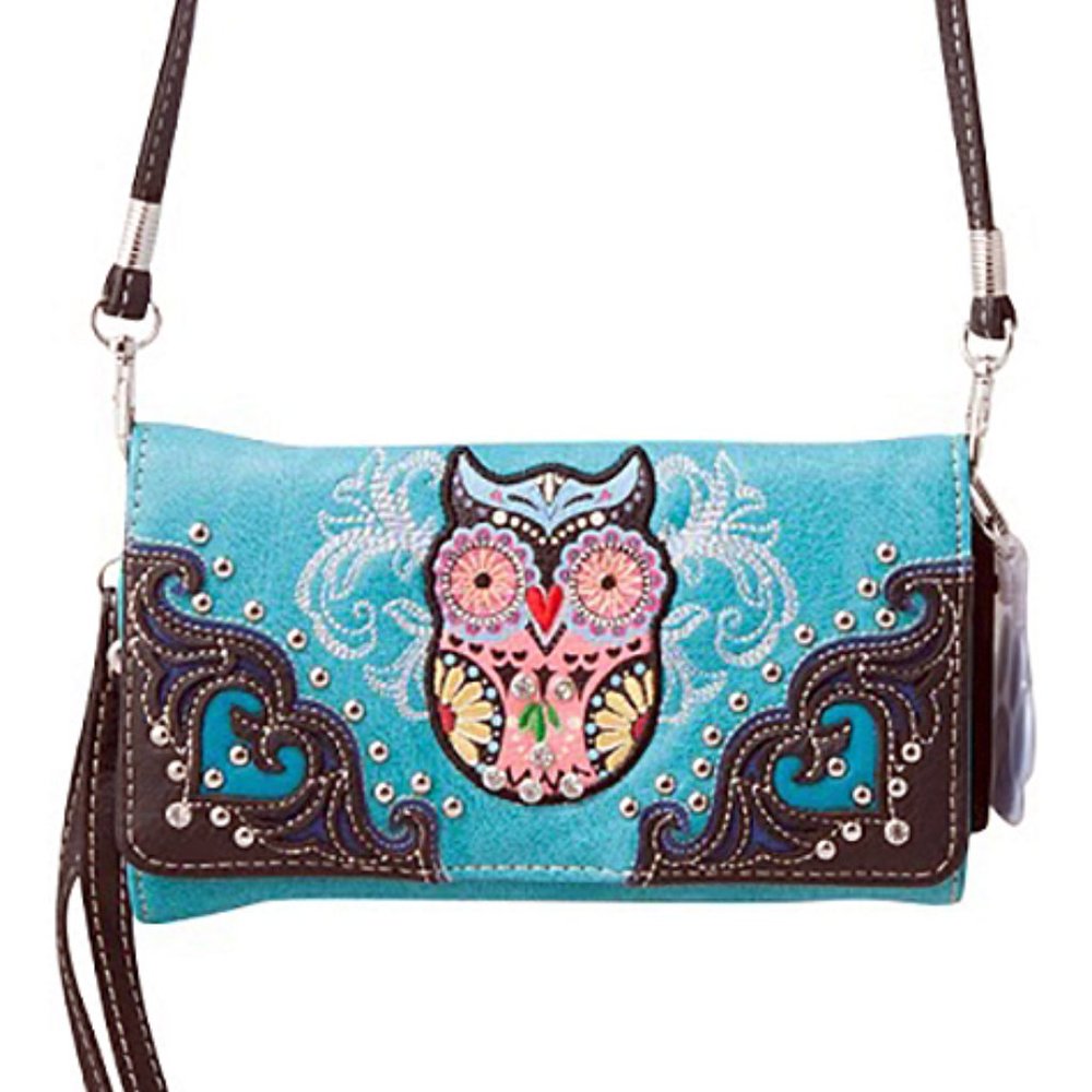 Owl Wallet Crossbody Wristlet Women Small Purse